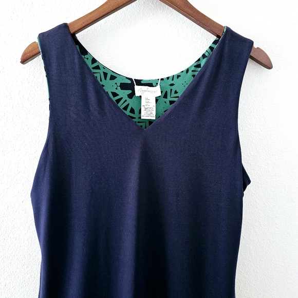 Magnolia GRACE Stitch Fix reversible dress size L green navy sleeveless print - Picture 8 of 12
